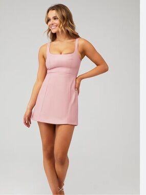 For Love & Lemons Pink Square-Neck Mini Dress